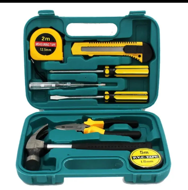 8 PCS Professional Tool Set with Storage Box | YL-8009A Model | Durable Home Repair & DIY Toolkit | Organized Plastic Storage Box