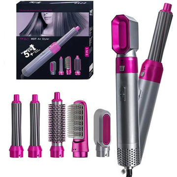 5-in-1 Electric Hair Dryer Brush Kit | Blow Dryer, Straightener, Curler & Volumizer Styling Tool